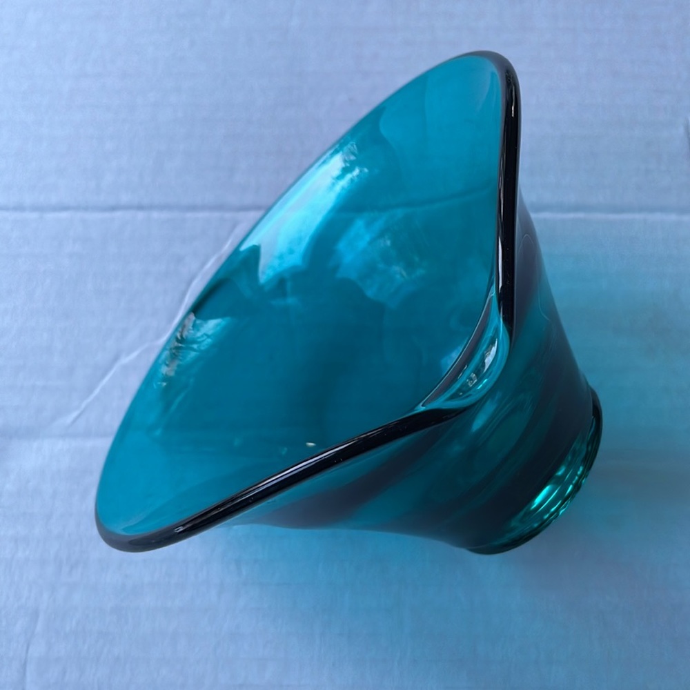 Vintage turquoise bowl art glass - Picture 6 of 12